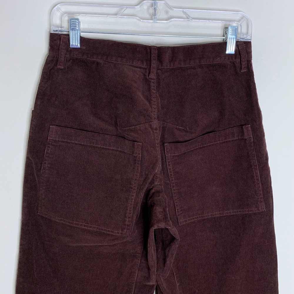 NEW Nili Lotan Shon Corduroy Pant (Sz 00) Curved Barrel Leg Cotton Merlot Brown - Picture 8 of 12